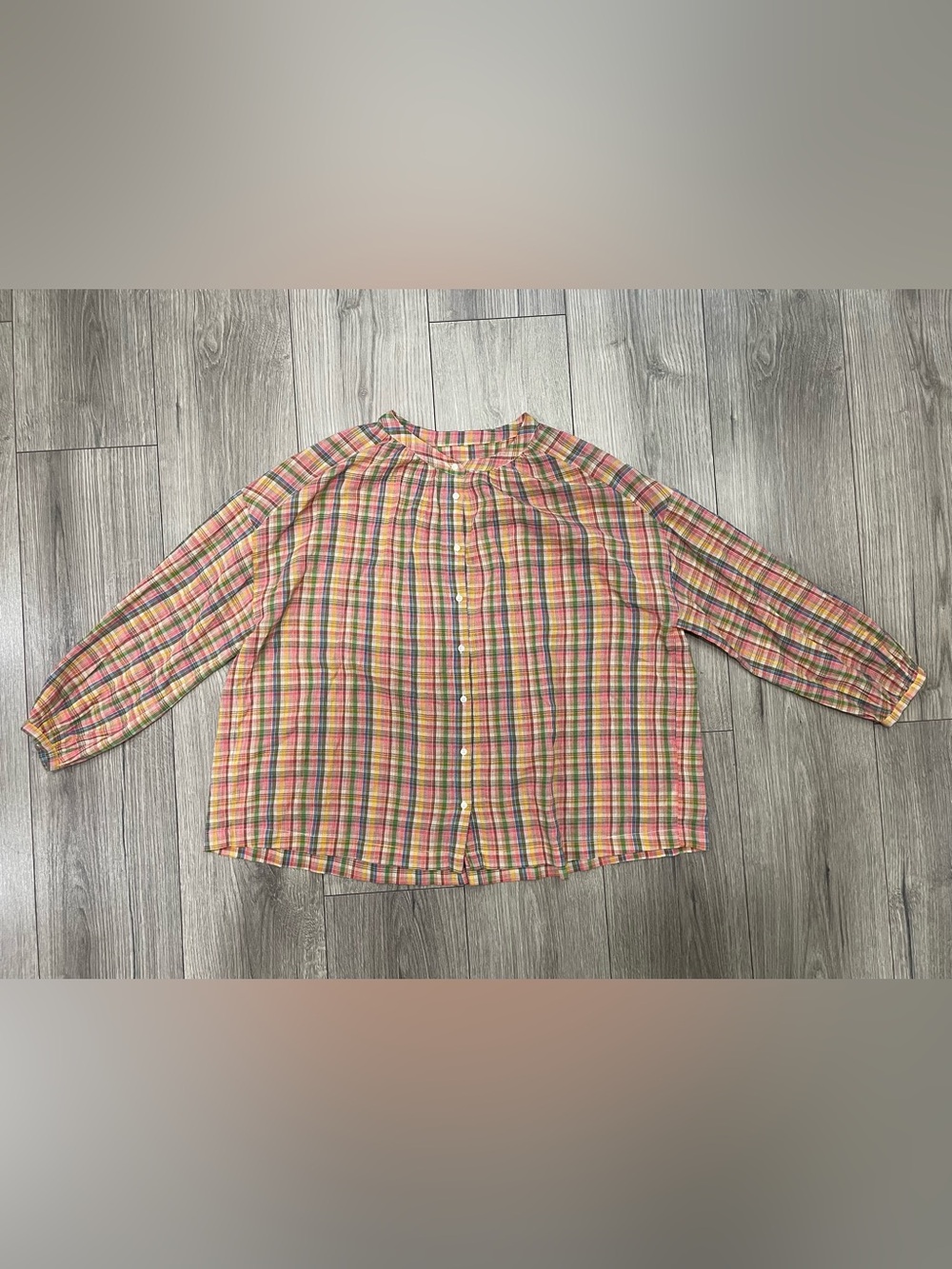 The Great Button-Up Plaid Shirt Women's Blouse Colorful 100% Cotton Size 2